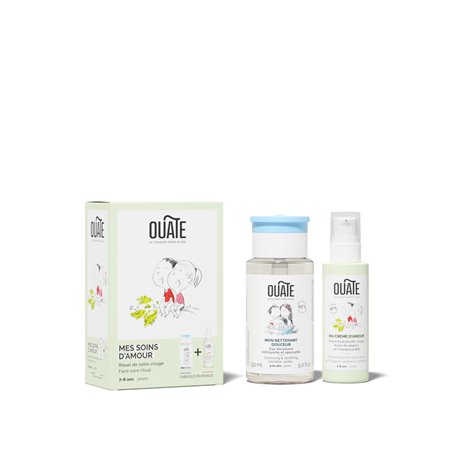 OUATE - Coffret Découverte Soin Visage BIO - Mes soins d'amour - 7-8 Ans - 1 Soin Hydratant 50 ml + 1 Nettoyant Visage 150 ml -