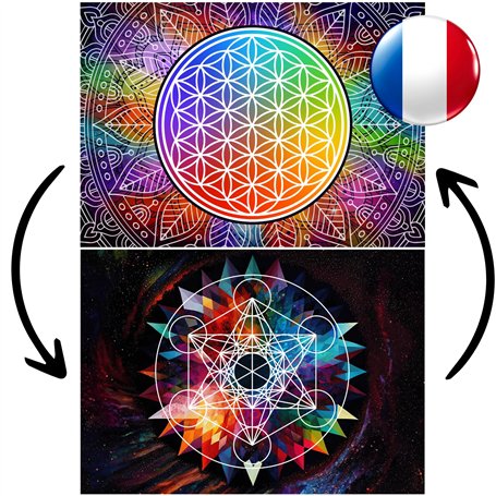 Fleur de vie pour recharger les pierres (Recto) et Cube de Métatron (Verso) – Format A4 – 1 Planche Unique Plastifiée et Imprimé
