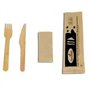 Kit Couverts Bois 3 en 1 Jetables | Lot de 100 Kits Individuels | Fourchette
