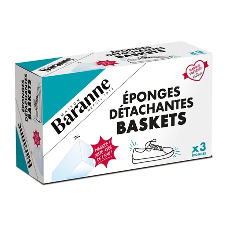 Baranne - Eponges Magiques Super Détachantes - Entretien et Baskets Blanches Cuir - Anti-Tâches & Traces - X3 éponges