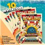 SoKawaï - 10 invitations anniversaire en Français + 10 enveloppes | Thème Bowling - Style Vintage | Fête pour les enfants