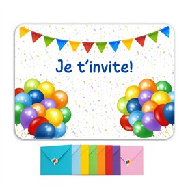 marelle CREATIVE MINDS 10 Cartes Invitation Anniversaire Fille et Garçon + 10 Enveloppes Colorées + 10 Autocollants Ballons - Ca marelle CREATIVE MINDS 10 Cartes Invitation Anniversaire Fille et Garçon + 10 Enveloppes Colorées + 10 Autocollants Ballons - Ca