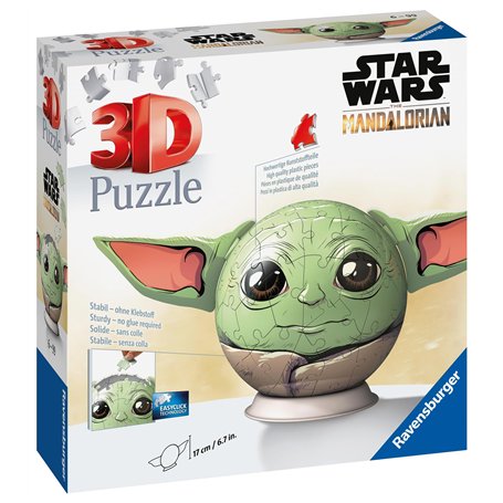 Ravensburger - Puzzle 3D Ball - Star Wars The Mandalorian Grogu - A partir de 6 Ans - 72 pièces numérotées à Assembler sans Coll