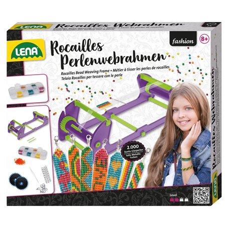 Lena 42722 Cadre à tisser de perles de rocaille pour enfants à partir de 8 ans - Cadre à tisser pour fabriquer des bracelets de