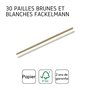 Fackelmann 54833 Lot de 30 Pailles Écoresponsables en Papier, Brun et Blanc, 24 cm
