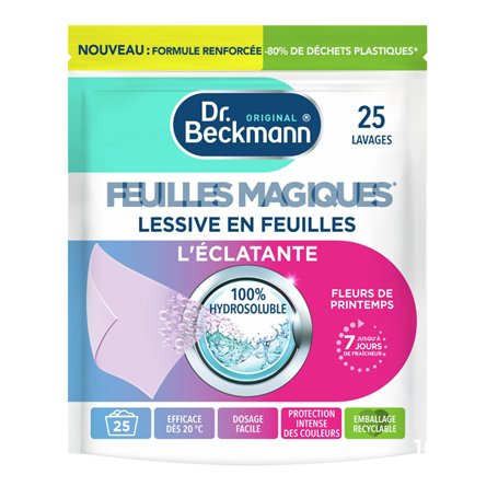 Dr. Beckmann FEUILLES MAGIQUES Lessive en feuilles L'ÉCLATANTE | Format pré-dosé