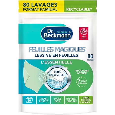 DR. BECKMANN Feuilles Magiques® - Lessive en Feuilles - Essentielle x80 Lavages