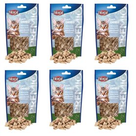 Trixie Premio Freeze Dried Cœurs de Poulet | Pack de 6 | 6 x 25 g | Snack Monoprotéine pour Chats | 100% Cœurs de Poulet | Lyoph