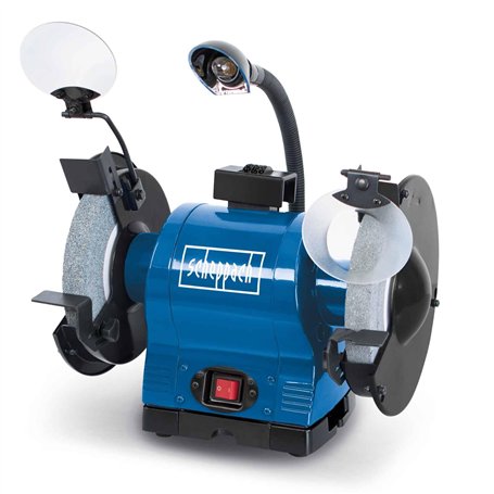 Scheppach Touret à 2 Meules BG200 | 4903105901-9930 | 550W | Meules Ø200 mm | Grain 36 et Grain 60 | Pare-étincelles | Porte-out