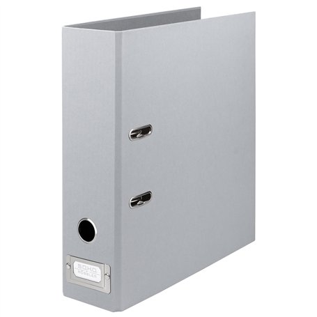 Rössler Soho Classeur à levier avec porte étiquette métallique Gris Format A4 dos 80 mm