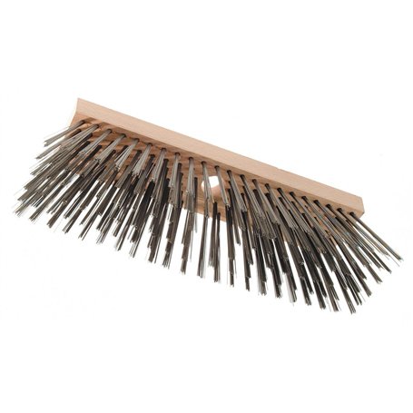 Haromac 2709300 Brosse métallique pour balai En bois avec 6 rangées de fil métallique Longueur de brosse 300 mm Trou pour le man