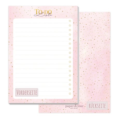Häfft paper&you® Bloc de listes de tâches A6 Golden Dots avec 50 feuilles à déchirer - bloc-notes