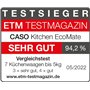 CASO Kitchen EcoMate - Balance de cuisine design, sans pile grâce à l'énergie cinétique, plate & magnétique, jusqu'à 5 kg, fonct