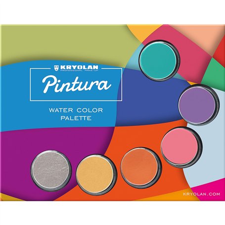 Kryolan Pintura Water Color Palette avec pinceau et éponge – Pintura 2 – 6 couleurs