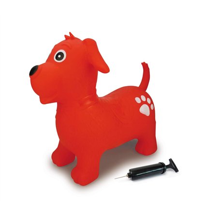 Jamara 460454 – Animal Sauteur Chien Rouge avec Pompe - Favorise Le Sens De L‘Équilibre