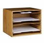 Relaxdays Corbeille à courrier en bambou organiseur de bureau porte-document papier range-documents avec tablettes amovibles dif