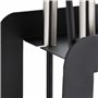 Relaxdays Ensemble serviteur de cheminée 5 pièces acier accessoire pelle balai support tisonnier, noir