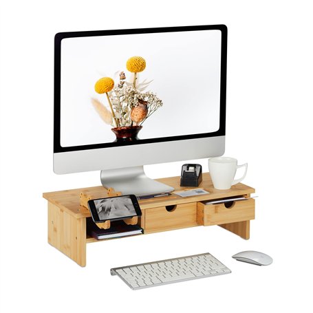 Relaxdays Support d'écran en Bambou