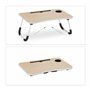Relaxdays Table lit et canapé Ordinateur Portable, Porte-Tablette Encoche gobelet, HxLxP: env. 26x63x40 cm, Nature/Blanc