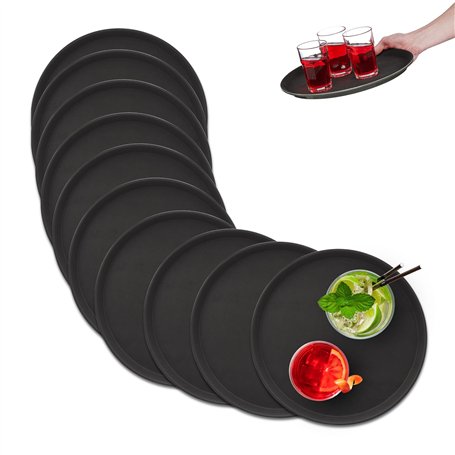 Relaxdays Lot de 10 Plateaux de Service