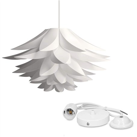 kwmobile Lampe design lotus - Abat-jour XL à monter - Luminaire IQ plafond - Ensemble avec montage plafonnier câble 90cm douille