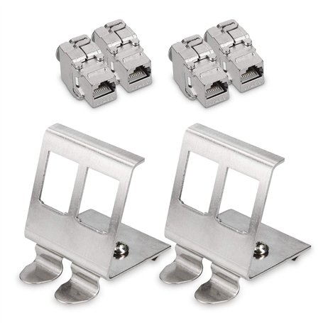 kwmobile 4X Module Keystone RJ45 Cat 6a - Modules de Brassage pour Branchement Câble RJ45 - Connecteur Blindé avec Support pour