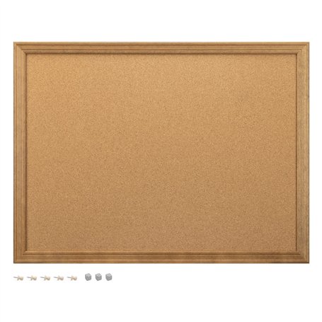 Navaris Tableau d'affichage liège magnétique - Tableau mémo mural 60 x 45 cm avec cadre en bois - Déco bureau avec punaises aima