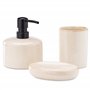 Navaris Set accessoires salle de bain - Distributeur savon liquide céramique avec porte brosse à dent soucoupe pour savon - Disp