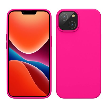 kwmobile Housse Compatible avec Apple iPhone 14 Coque - Coque de téléphone Fine avec Finition Douce - Rose Fluo