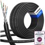 HB-DIGITAL Câble réseau d'extérieur CAT 7 de 15 m pour pose directe à la terre S/FTP AWG23/1 en cuivre pur - Double gaine en PVC