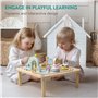 Navaris Table d activité Bebe en Bois - Table d'apprentissage ludique et Complet pour Enfant avec Grand Espace de Jeu éducatif -