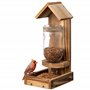 Navaris Mangeoire Oiseaux Exterieur - Maison Oiseau en Bois de Pin avec Distributeur Graines de Tournesol de 750ml - Cabane à Su
