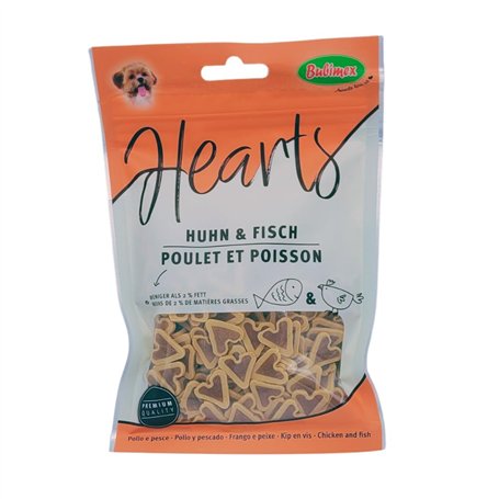 Bubimex - Hearts Poulet & Poisson - Friandises pour Chiens - Faible Teneur en Matières grasses - Récompenses Idéales et Savoureu