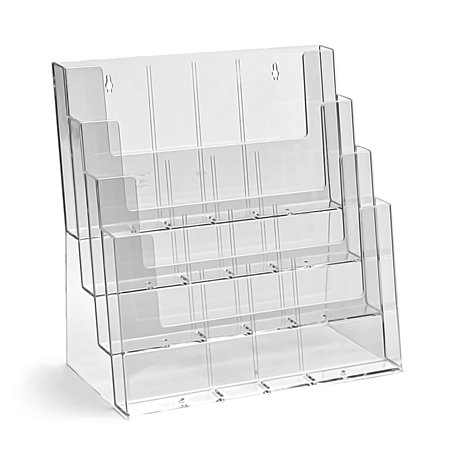 Taymar Présentoir à brochures à 4 étages au format paysage DIN A4 pour présenter plusieurs prospectus et brochures