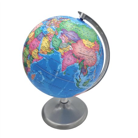 BURI Globe terrestre LED avec éclairage USB - Globe terrestre avec 4 LED et lumière blanche neutre - Diamètre : 19 cm - Hauteur