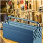 Boîte à outils vide bleu grand 5 compartiments caisse à outils mallette à outils coffre de rangement outillage 53x20x20cm garage