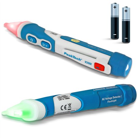 PeakTech Testeur de tension AC 1032 sans contact [+lampe de signal LED & vibration] 12-1000 V AC Plage de fonctionnement Détecte