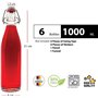 casavetro 6 x 1000 ML Swing Top Bouteilles en Verre vides Bouchon réutilisable Rechargeable-Joint en Caoutchouc Étanche pour Dom