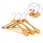 logei® 5 pièces. Cintres en bois avec barre pantalon antidérapante Qualité naturelle (5 pièces cintre avec larges bords pour les