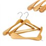 logei® 5 pièces. Cintres en bois avec barre pantalon antidérapante Qualité naturelle (5 pièces cintre avec larges bords pour les