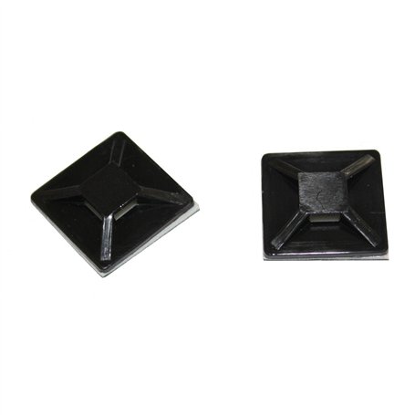 100x Douille adhésive pour Attache de câble 20x20mm noir Auto-adhésif