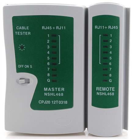 1aTTack.de Testeur de câble réseau RJ11 RJ12 RJ45 RNIS LAN Câble réseau Câble de raccordement Testeur de câble Testeur de ligne