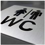 Türschilder24 Plaque de porte XXL 125 x 125 mm Panneau WC + panneau de direction en aluminium Panneau de 15 mm en aluminium (pan