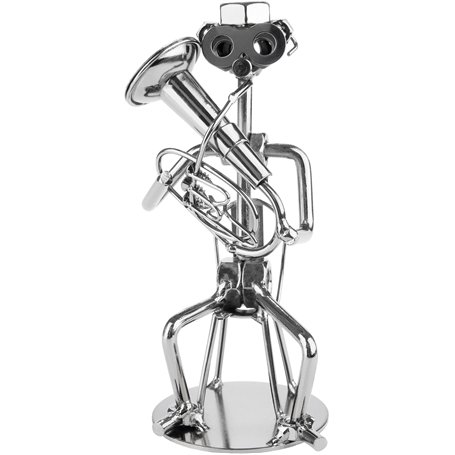 BRUBAKER Figurine en Écrous de Musicien au Tuba - Figurine Artisanale en Métal Tubiste - Figurine en Métal Musicien à Vent Décor
