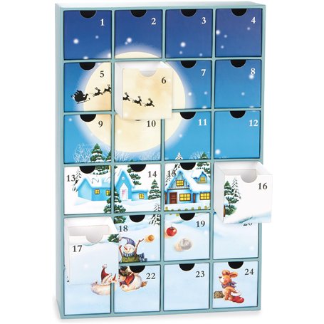 BRUBAKER Calendrier de l'Avent à Remplir - Village de Noël sous la Neige 2024 - Calendrier de Noël DIY avec 24 Portes pour Bons