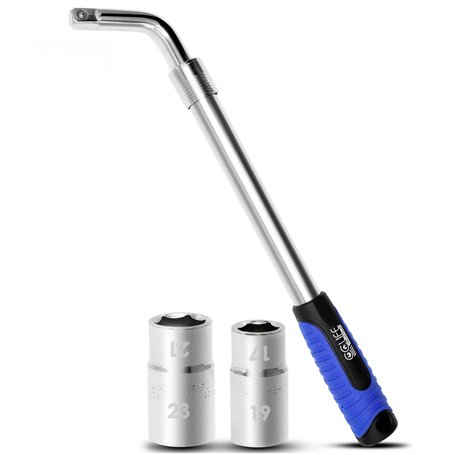 CCLIFE Clé Téléscopique Extensible à Boulons avec Douilles 17/19mm et 21/23mm