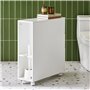 SoBuy Armoire Toilettes WC Support Papier Toilette Meuble de Salle de Bain, Armoire de Salle de Bain sur roulettes, 1 Porte-Bros