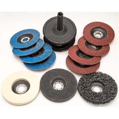 Lot de 11 disques à lamelles et de polissage de 125 x 22