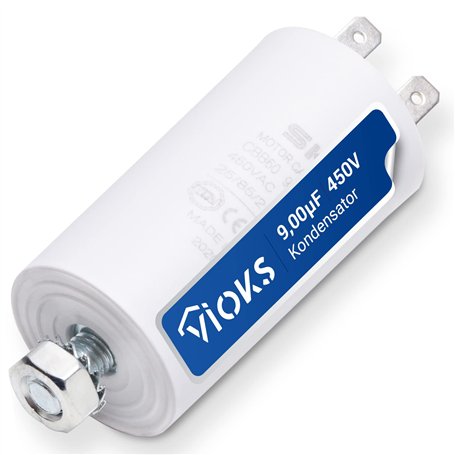 VIOKS Condensateur moteur 450 V 9 µF - Condensateur CBB60 avec connecteurs AMP 6