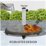 Outsunny Pied de parasol en béton avec roulette, support de parasol rond, poids de parasol, support pour parasol de 34/38/48 mm 